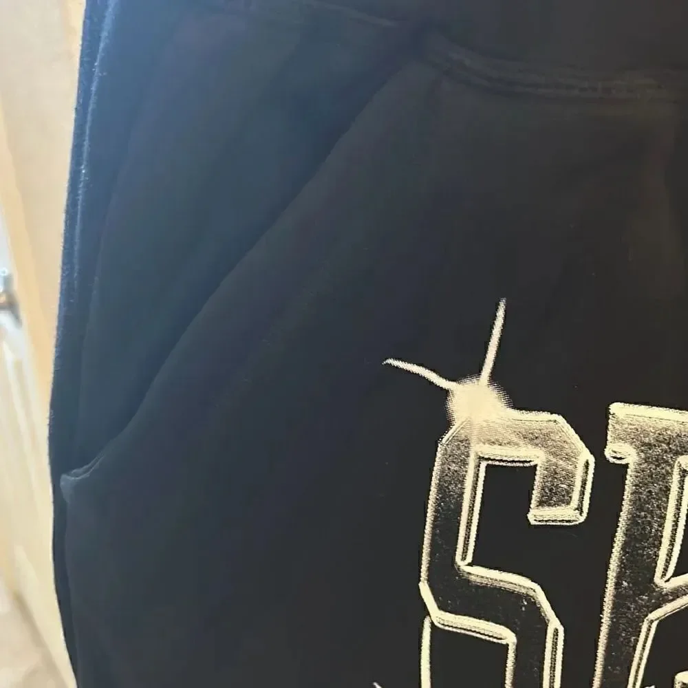 SHHH Bobby Shmurda Mens Medium Graphic Pants Joggers Black Activewear NWOT